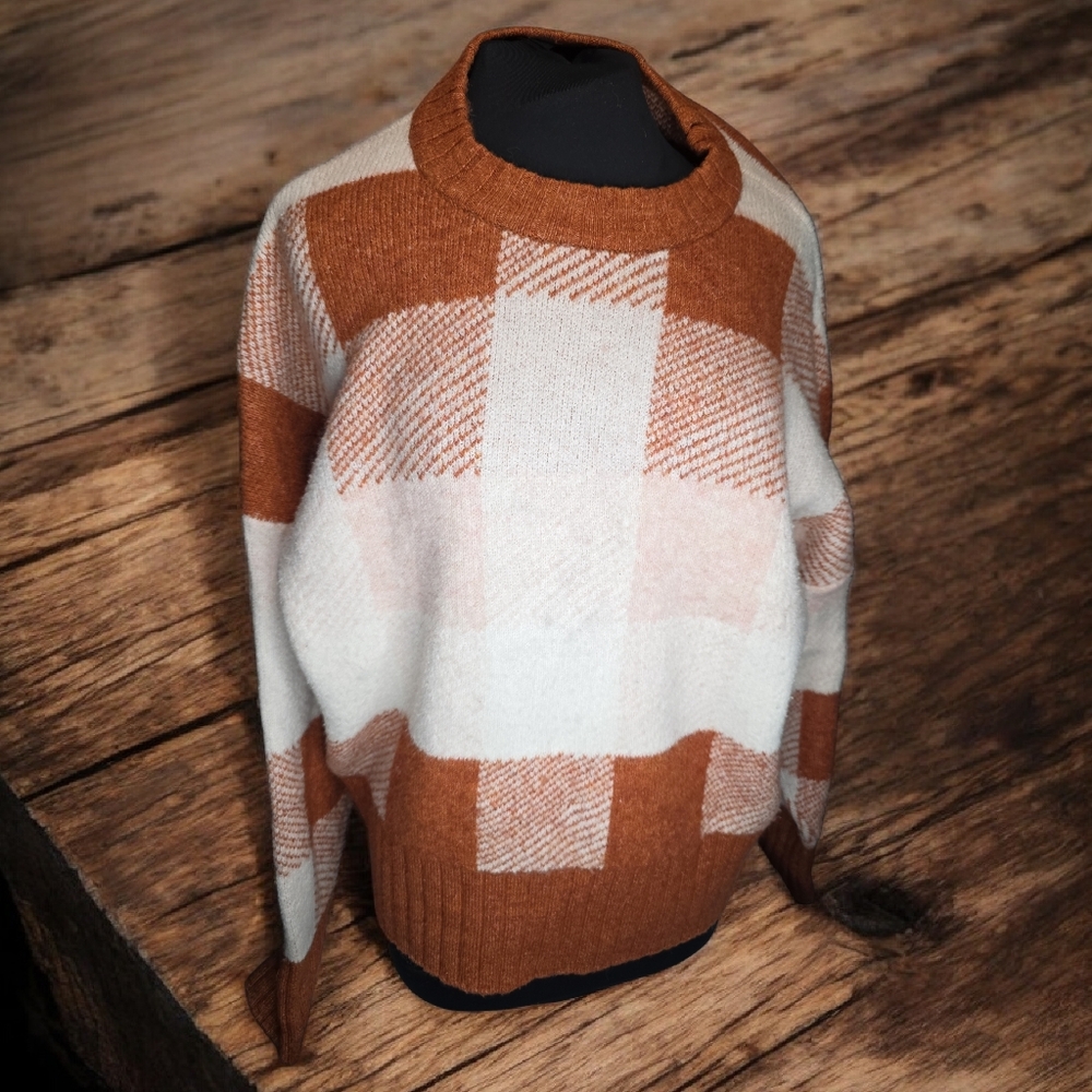 a new day Men's Crewneck Sweater - Brown and White